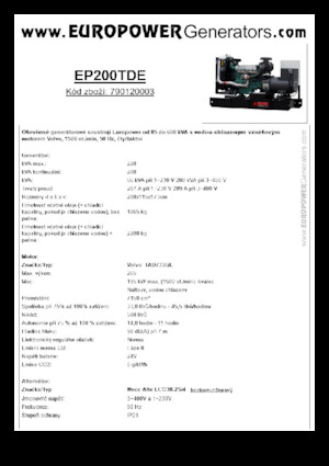 Diesel Power Generators Europower EP200TDE (MA)
