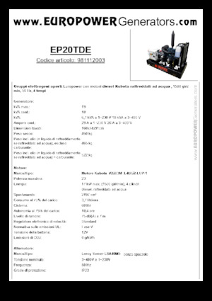 Diesel Power Generators Europower EP20TDE (LS)