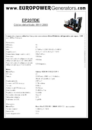 Diesel Power Generators Europower EP20TDE (MA)