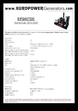 Diesel Power Generators Europower EP243TDE (MA)