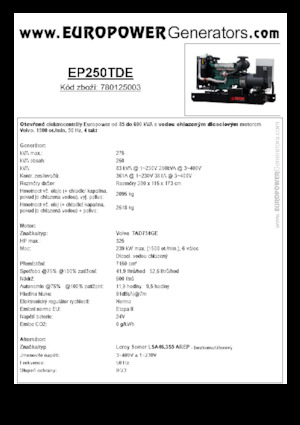 Dizel Jeneratörler Europower EP250TDE (LS)