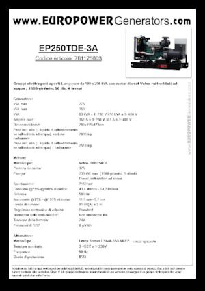 Diesel Power Generators Europower EP250TDE-3A (LS)