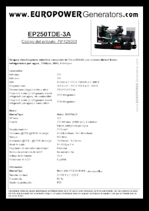 Diesel Power Generators Europower EP250TDE-3A (MA)