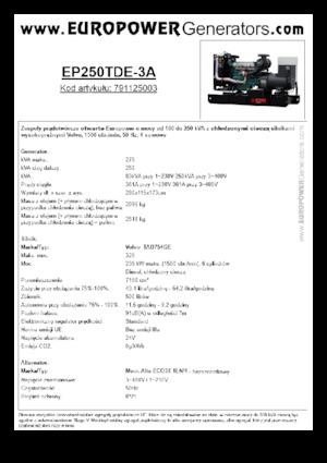 Diesel Power Generators Europower EP250TDE-3A (MA)