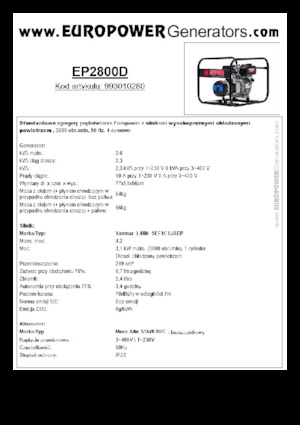 Diesel Power Generators Europower EP2800D (MA)