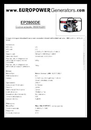 Diesel Power Generators Europower EP2800DE (MA)