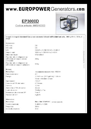Diesel Power Generators Europower EP3000D (MA)