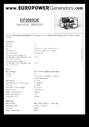 Diesel Power Generators Europower EP3000DE (MA)