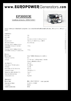 Diesel Power Generators Europower EP3000DE (MA)