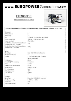 Diesel Power Generators Europower EP3000DE (MA)