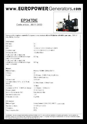 Diesel Power Generators Europower EP34TDE (LS)