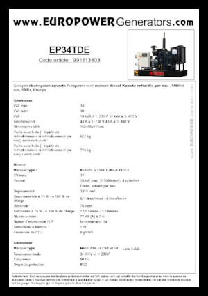 Diesel Power Generators Europower EP34TDE (MA)