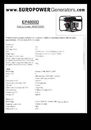 Diesel Power Generators Europower EP4000D (S)