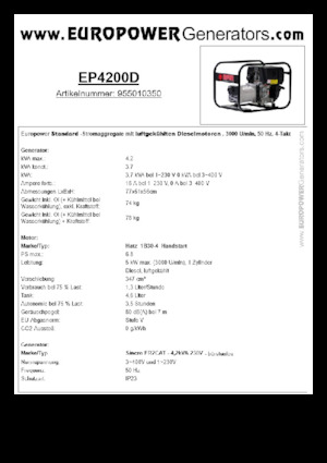 Diesel Power Generators Europower EP4200D (S)