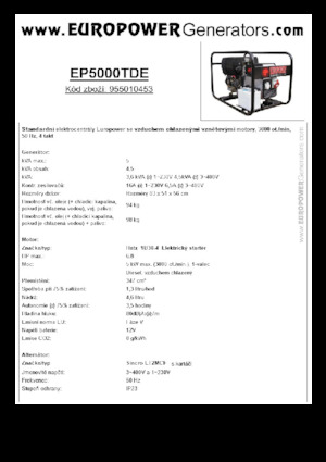 Dizel Jeneratörler Europower EP5000TDE (S)