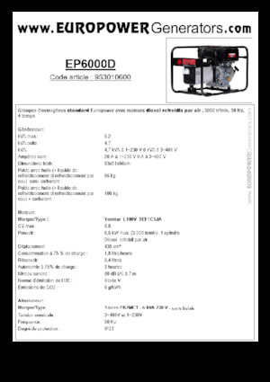 Diesel Power Generators Europower EP6000D (S)