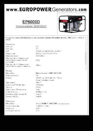 Diesel Power Generators Europower EP6000D (S)