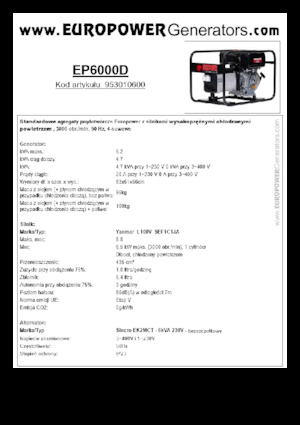 Diesel Power Generators Europower EP6000D (S)