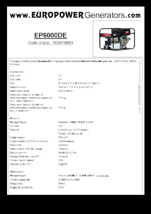 Diesel Power Generators Europower EP6000DE (S)