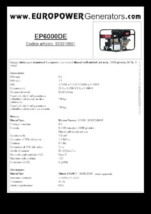 Diesel Power Generators Europower EP6000DE (S)