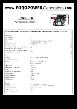 Diesel Power Generators Europower EP6000DE (S)