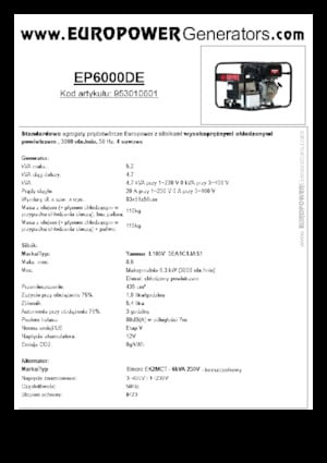 Diesel Power Generators Europower EP6000DE (S)