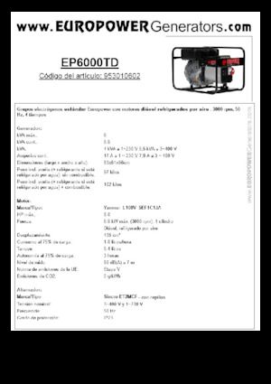 Diesel Power Generators Europower EP6000TD (S)