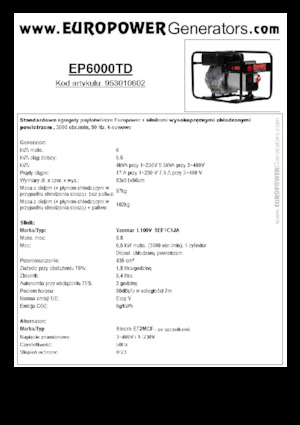 Diesel Power Generators Europower EP6000TD (S)