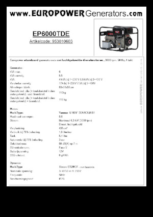 Diesel Power Generators Europower EP6000TDE (S)