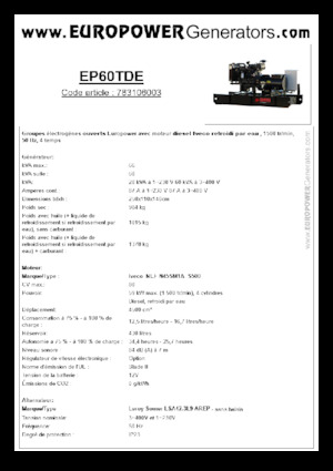 Diesel Power Generators Europower EP60TDE (LS)
