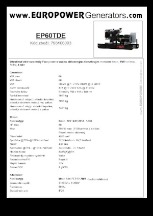 Diesel Power Generators Europower EP60TDE (MA)