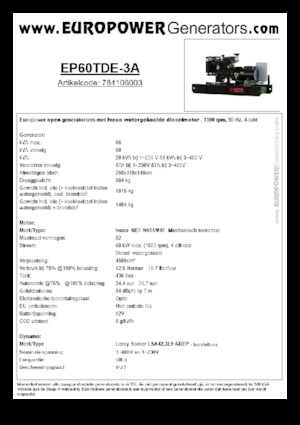Dizel Jeneratörler Europower EP60TDE-3A (LS)