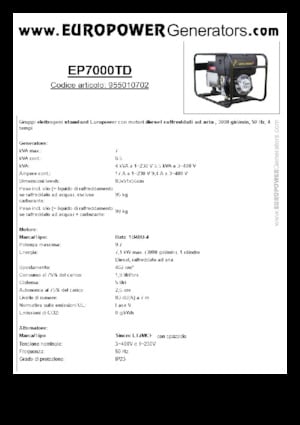 Diesel Power Generators Europower EP7000TD (S)