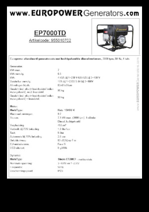 Dizel Jeneratörler Europower EP7000TD (S)