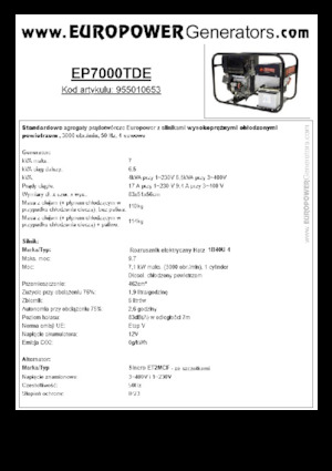 Diesel Power Generators Europower EP7000TDE (S)