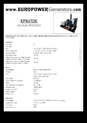 Diesel Power Generators Europower EP83TDE (S)