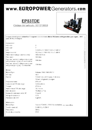 Diesel Power Generators Europower EP83TDE (S)