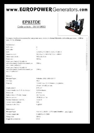 Diesel Power Generators Europower EP83TDE (S)