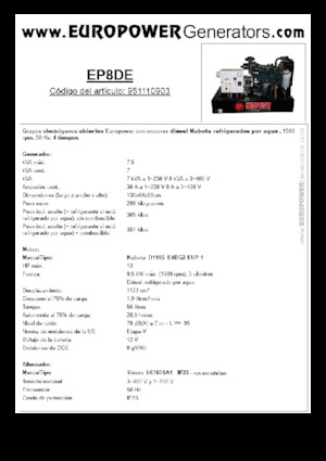 Diesel Power Generators Europower EP8DE (S)