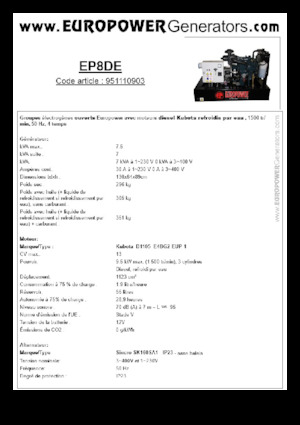 Diesel Power Generators Europower EP8DE (S)