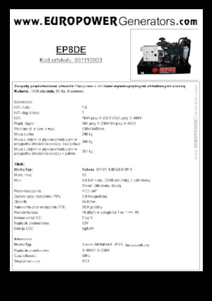Diesel Power Generators Europower EP8DE (S)