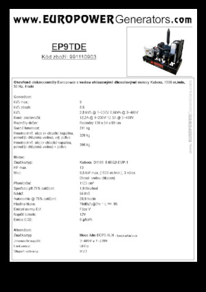 Diesel Power Generators Europower EP9TDE (MA)