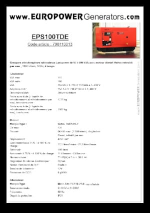 Diesel Power Generators Europower EPS100TDE (MA)
