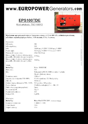 Diesel Power Generators Europower EPS100TDE (MA)