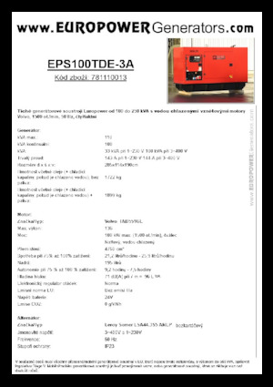 Diesel Power Generators Europower EPS100TDE-3A (LS)