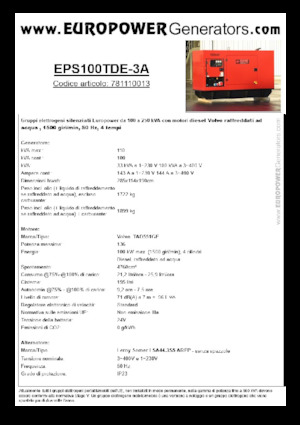 Diesel Power Generators Europower EPS100TDE-3A (LS)