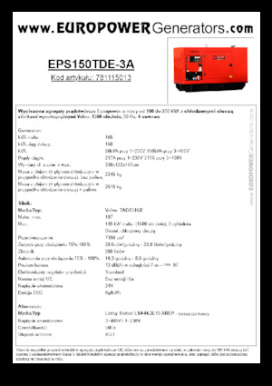 Diesel Power Generators Europower EPS150TDE-3A (LS)
