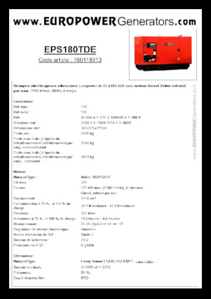 Diesel Power Generators Europower EPS180TDE (LS)