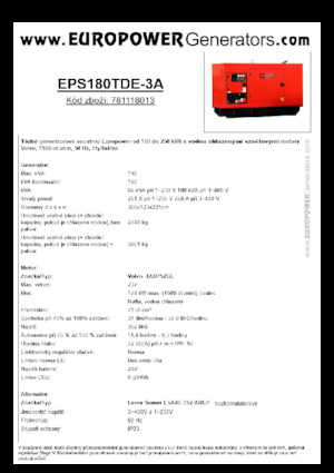 Diesel Power Generators Europower EPS180TDE-3A (LS)