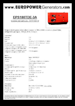 Dizel Jeneratörler Europower EPS180TDE-3A (MA)